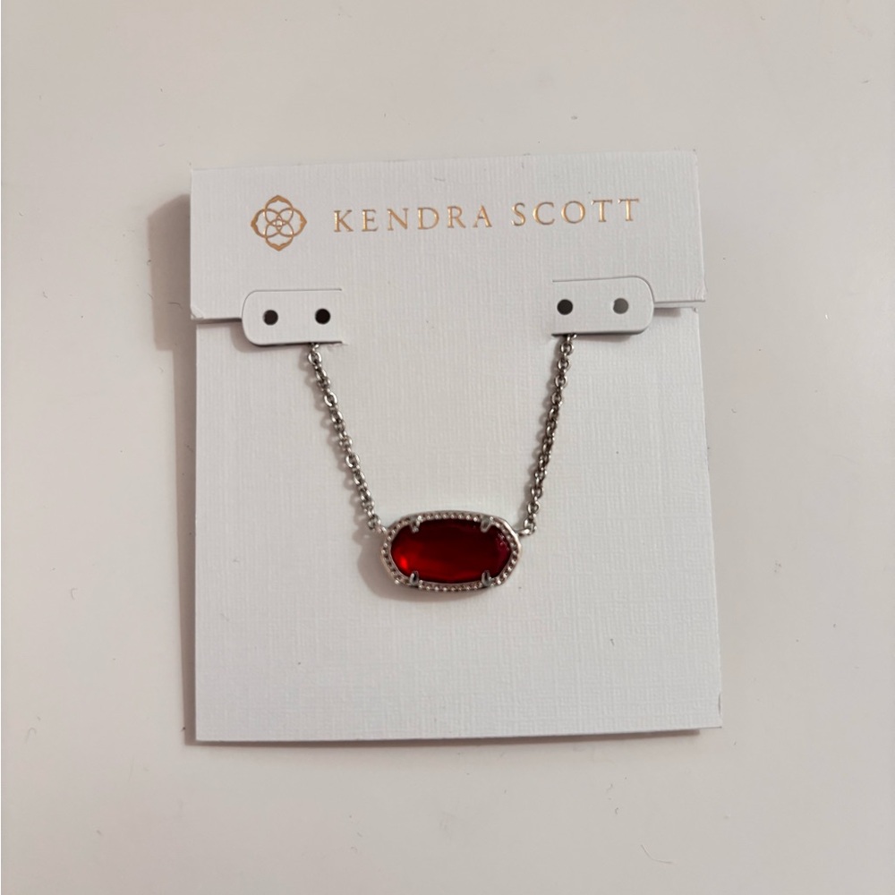 Kendra Scott Elisa Silver Pendant Necklace in Berry Glass